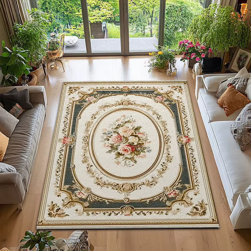 RAKKS – tapis de luxe léger Vintage à fleurs rurales, antidérapant, moderne, pour salon, chambre à coucher, décoration de la maison