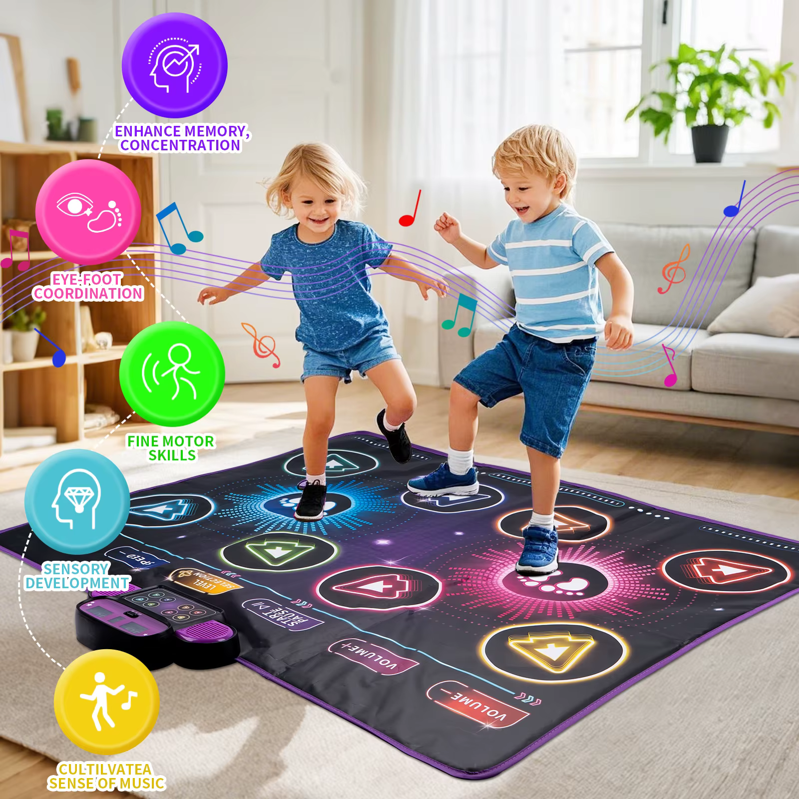 Tapis de danse électronique pour enfants, couverture de danse, Mode Double joueurs avec 9 niveaux, couverture musicale au sol, jouets éducatifs, cadeaux pour enfants