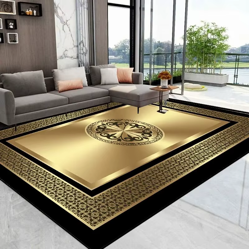 Tapis de salon luxueux dorés élégants