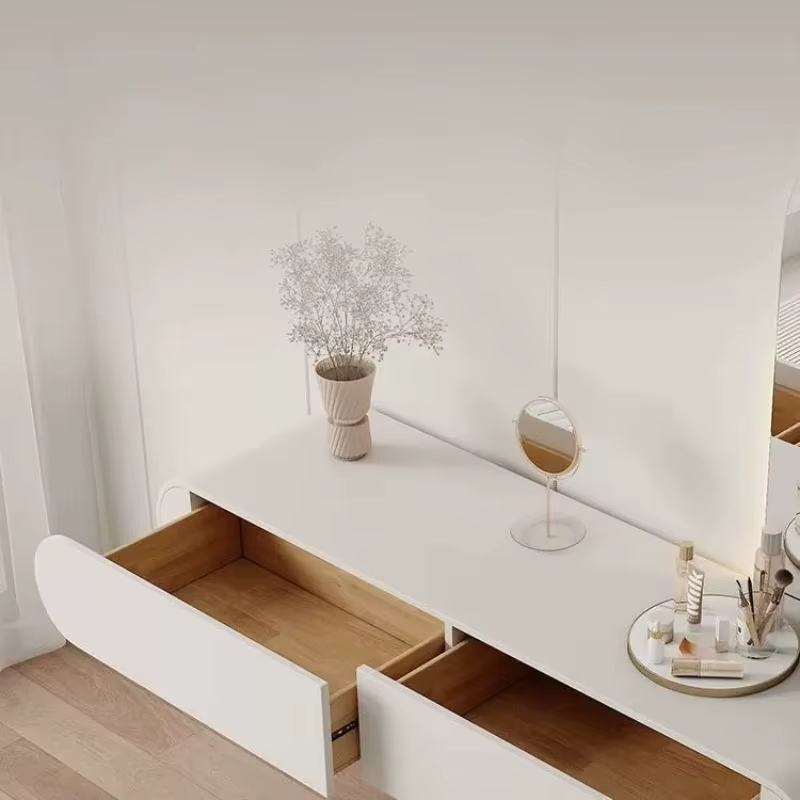 Organiseurs modernes, Miroir de coiffeuse, Table de chevet, Coiffeuse de luxe, Bureau de beauté, Meuble de chambre et de salon en bois, Schminktisch, Mobilier de maison
