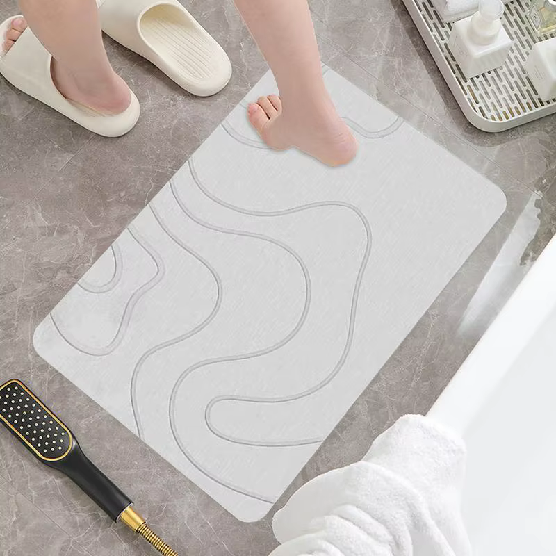 Tapis de bain en pierre de diatomite, tapis antidérapant pour porte de toilette, tapis d'entrée absorbant à séchage rapide