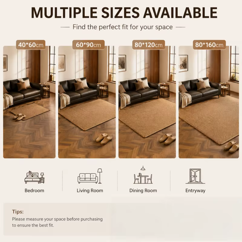 Tapis en faux sisal durable et antidérapant pour couloir