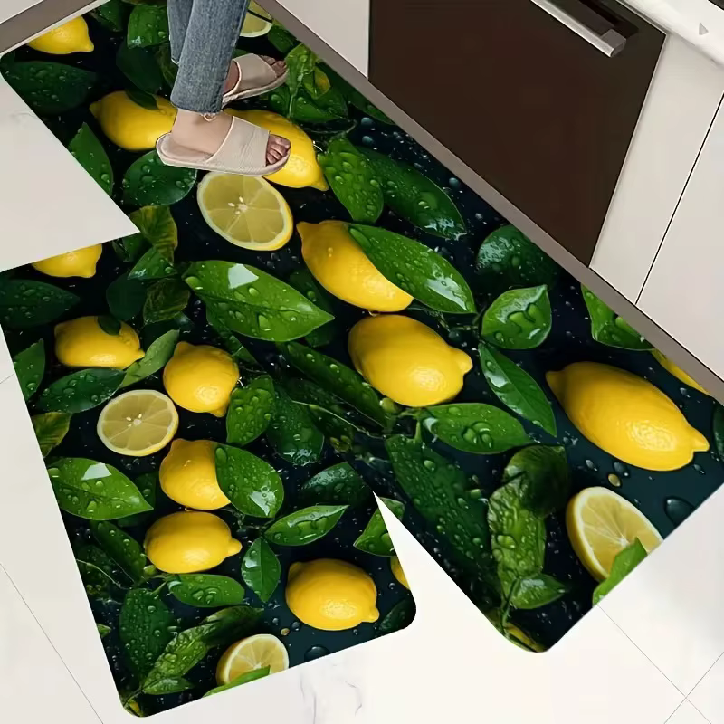 Tapis de cuisine antidérapant motif citron et citron vert