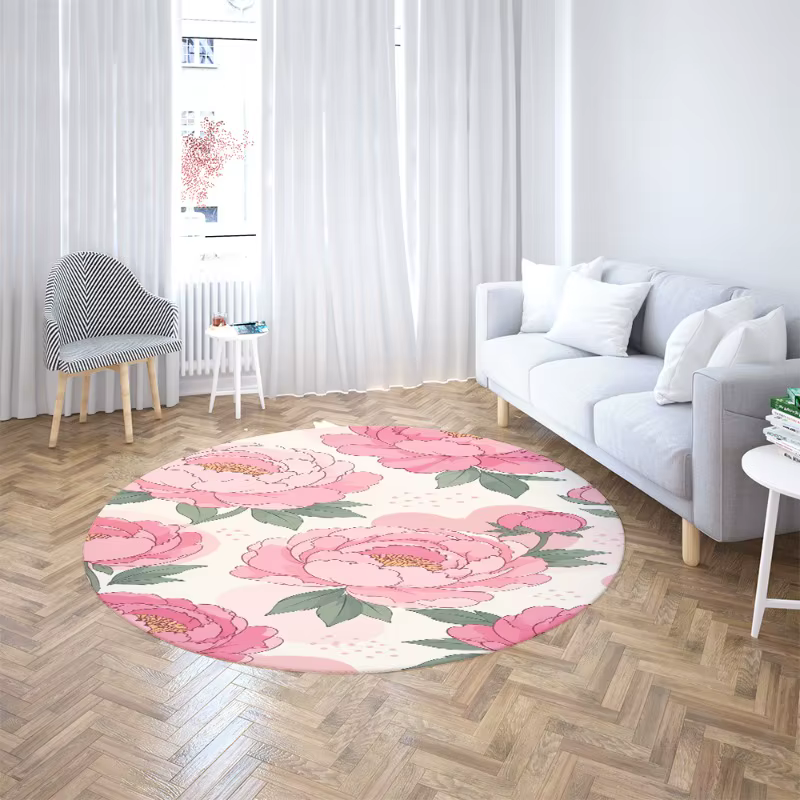 Tapis floral rose pivoine