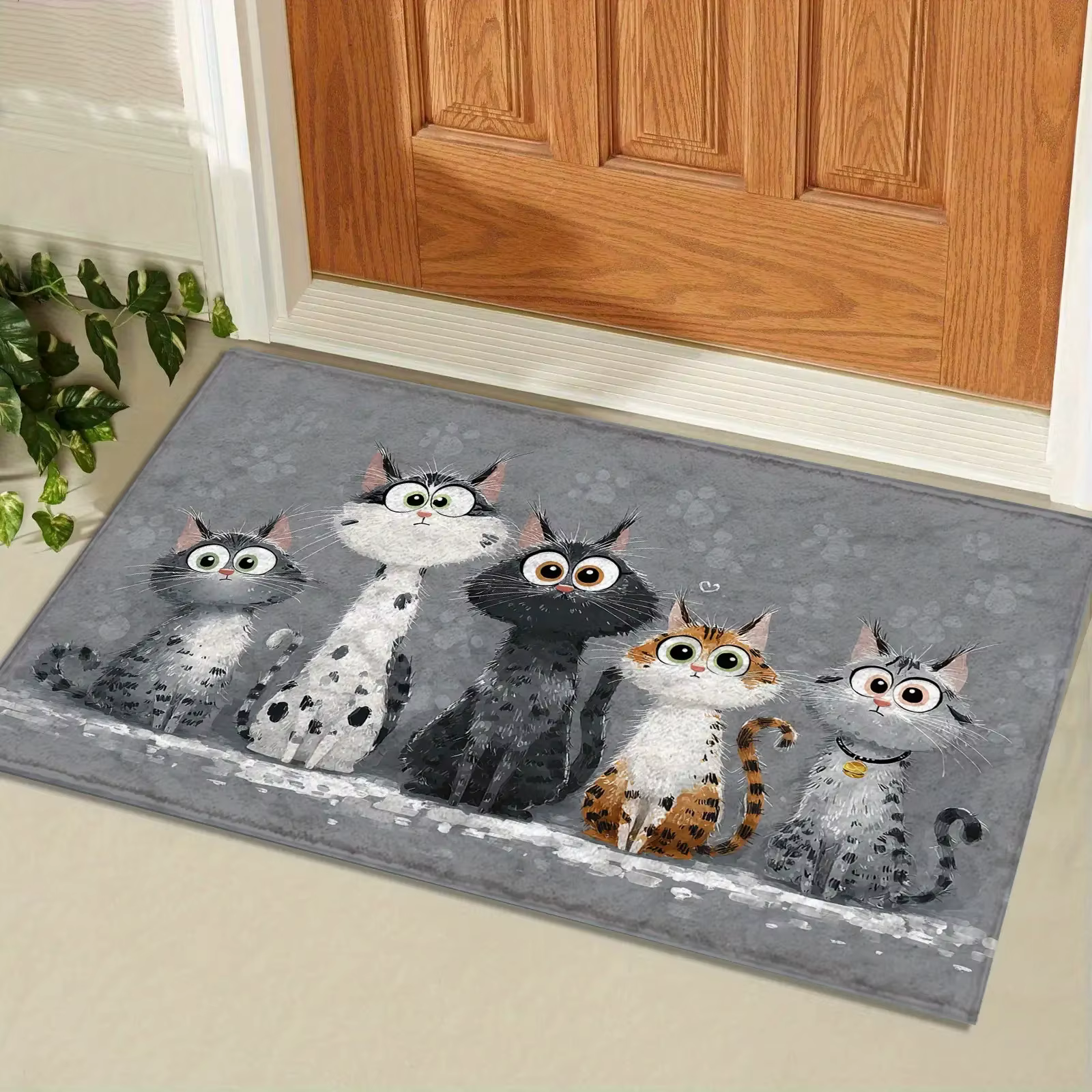 VIKAMA tapis gris mignon chaton paillasson