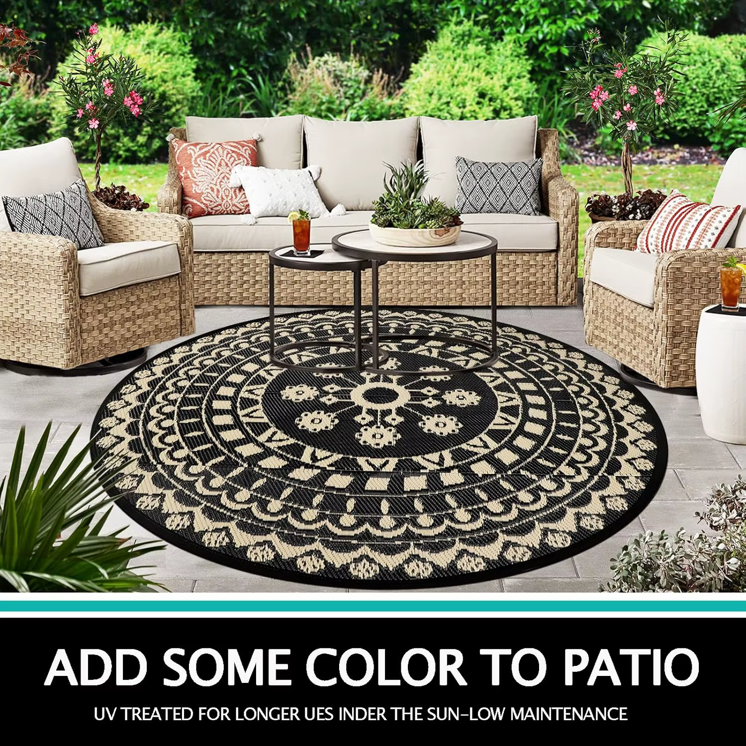 Tapis d'extérieur rond pour Patio