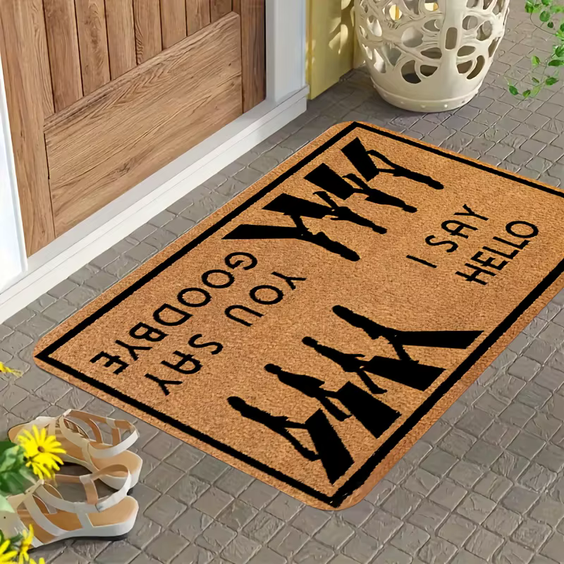 1 tapis de porte de bienvenue avec dossier antidérapant – Design "I Say Hello