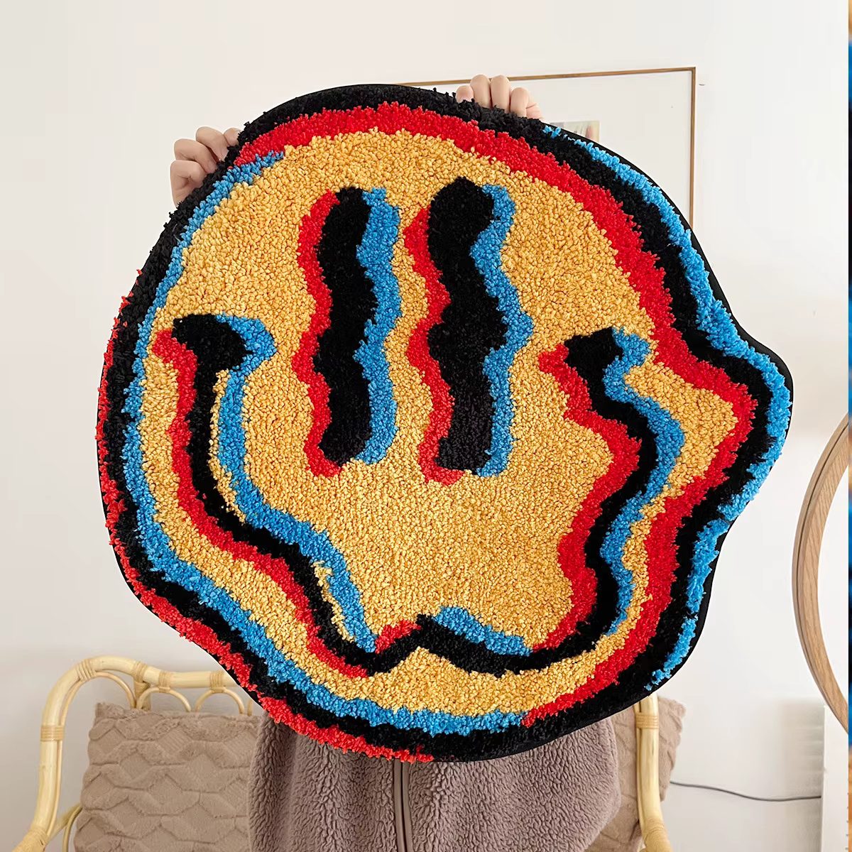 Tapis Trippy souriant - Conception capitonée unique | Cadeau idéal pour un ami