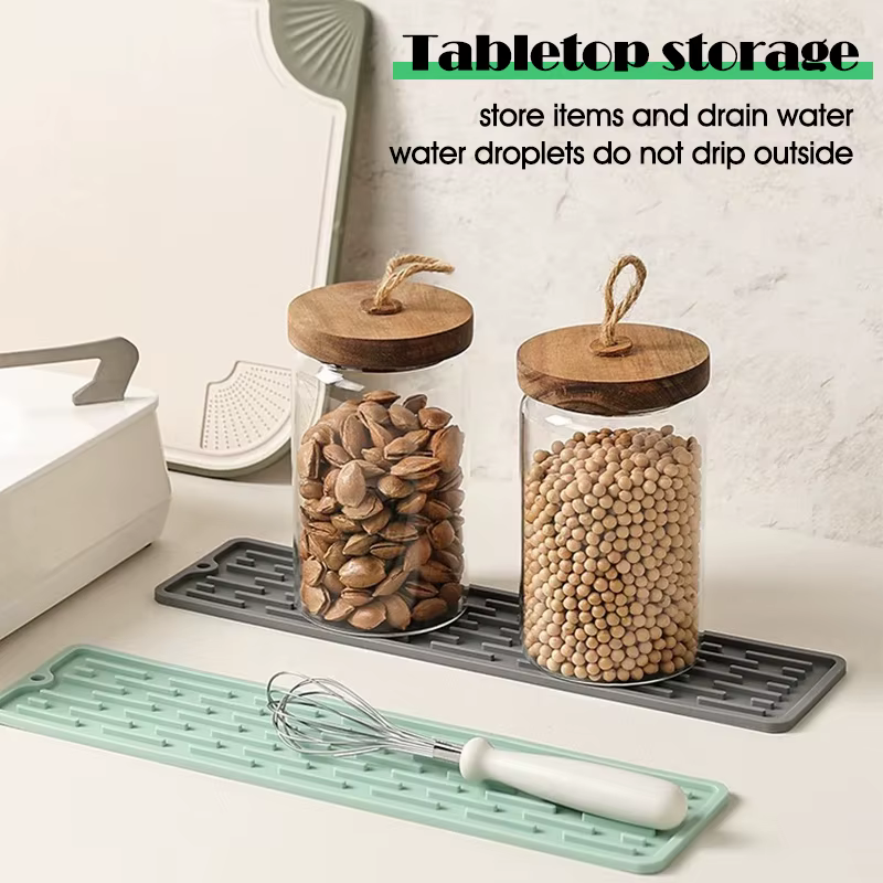 Tapis Long d'égouttage de vaisselle en Silicone