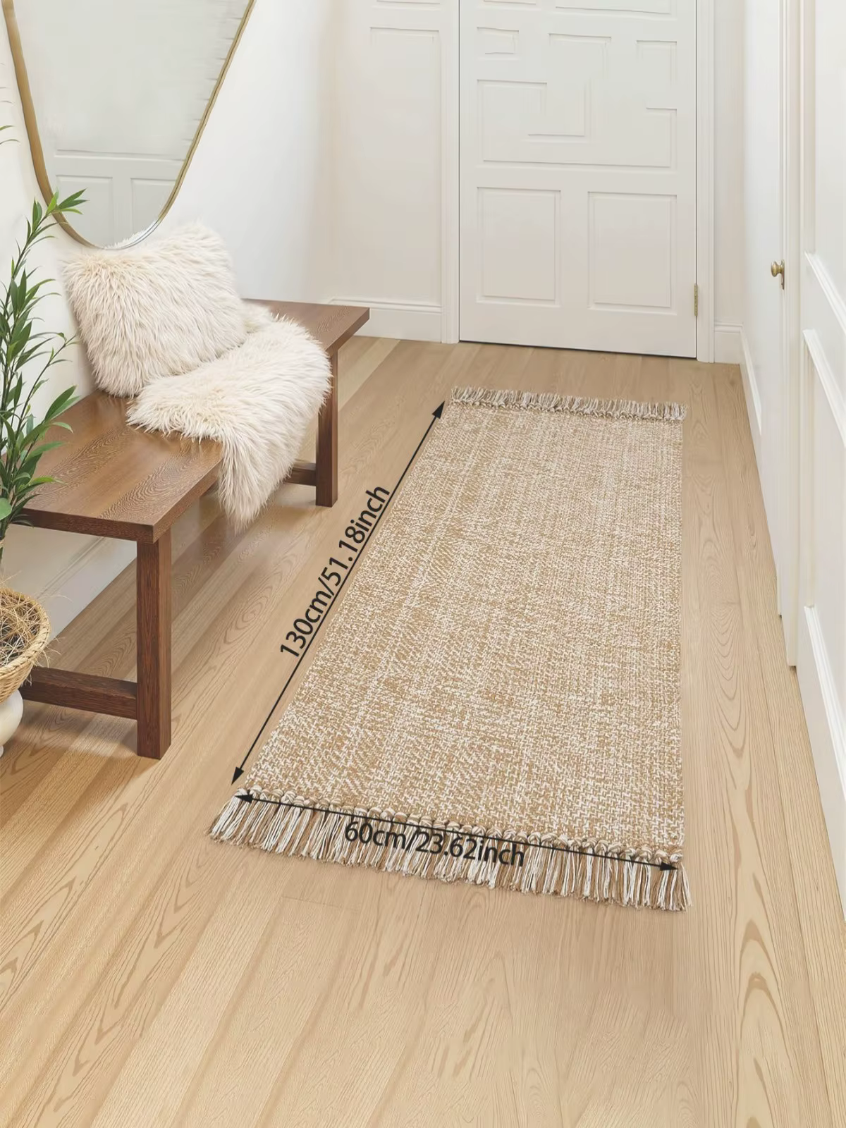 Tapis en coton et lin tissé pour salon