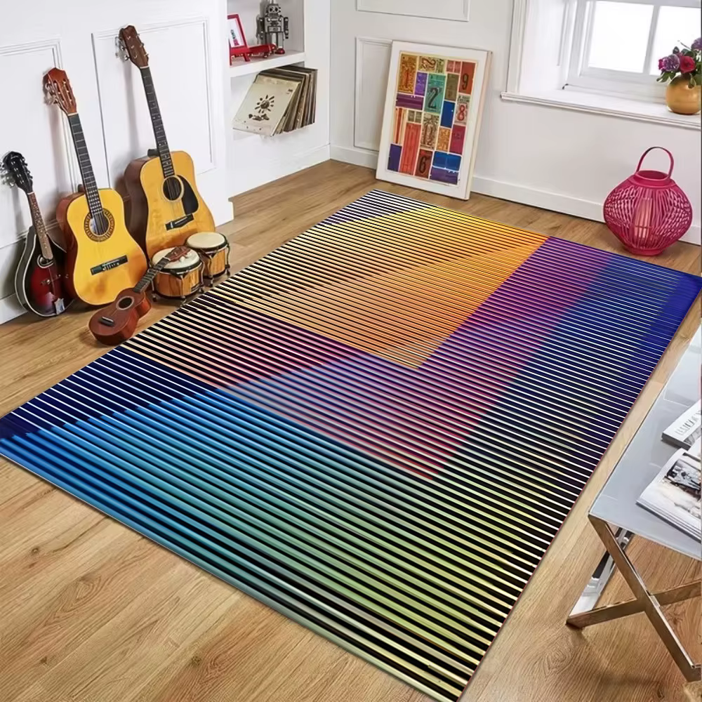 Tapis imprimé à rayures colorées