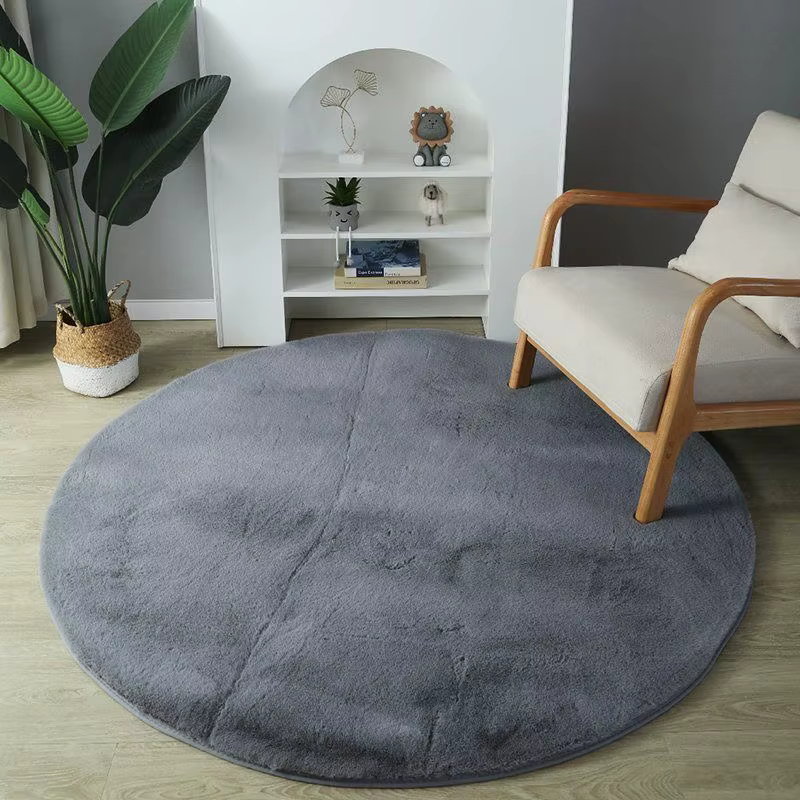 Tapis rond en fausse fourrure de lapin pour chambre à coucher