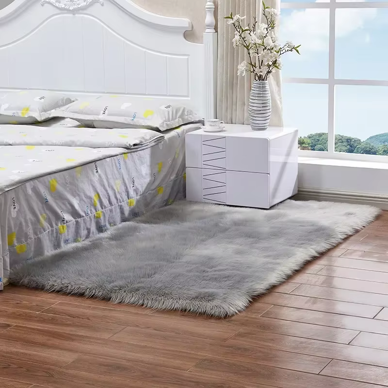 Tapis Shaggy en fausse fourrure pour salon et chambre à coucher
