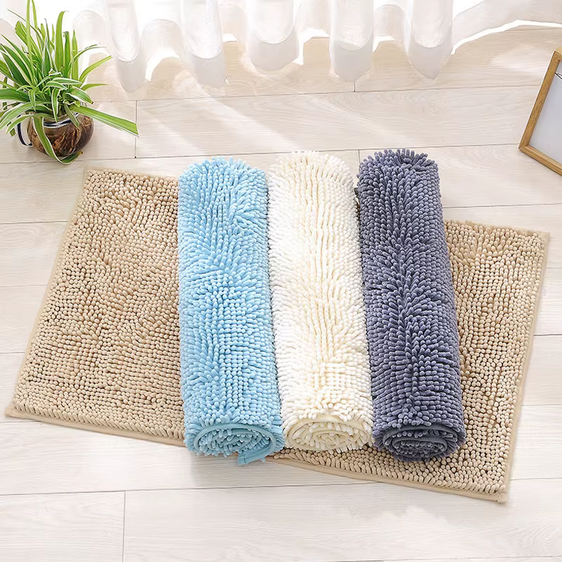 Tapis de salle de bain en chenille antidérapant