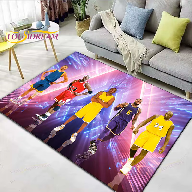 Tapis imprimé étoile de basket-ball l-lebron j-james k-kobe