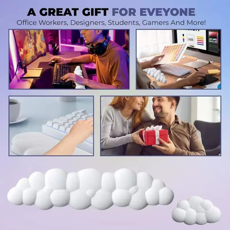 Tapis de souris avec repose-poignet ergonomique en forme de nuage pour clavier d'ordinateur, repose-poignet pour bras avec base antidérapante, repose-poignet étendu