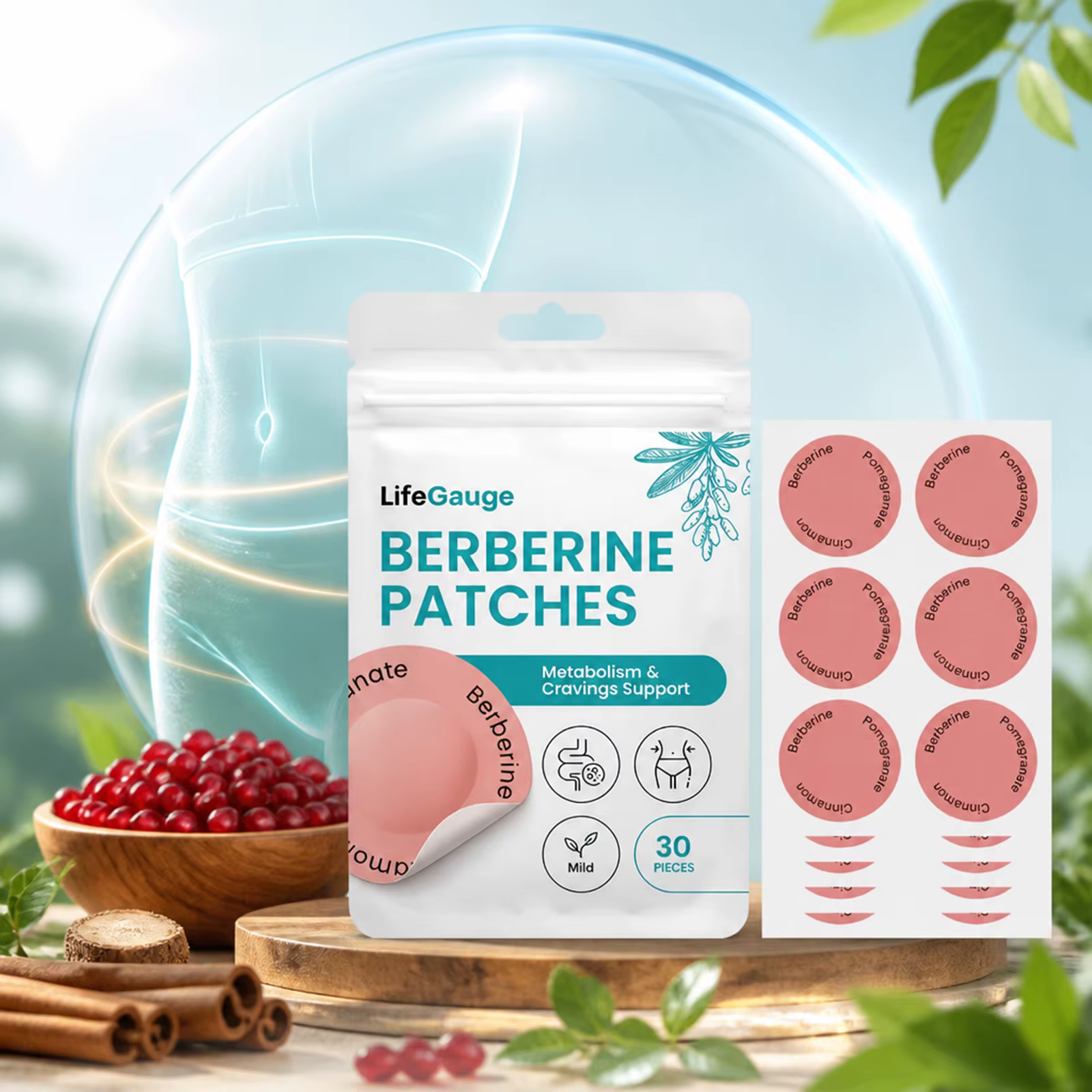 Patchs à la berbérine pour améliorer l'apparence et stimuler l'énergie corporelle, faciles à utiliser, légers, autocollants pour la perte de poids corporel