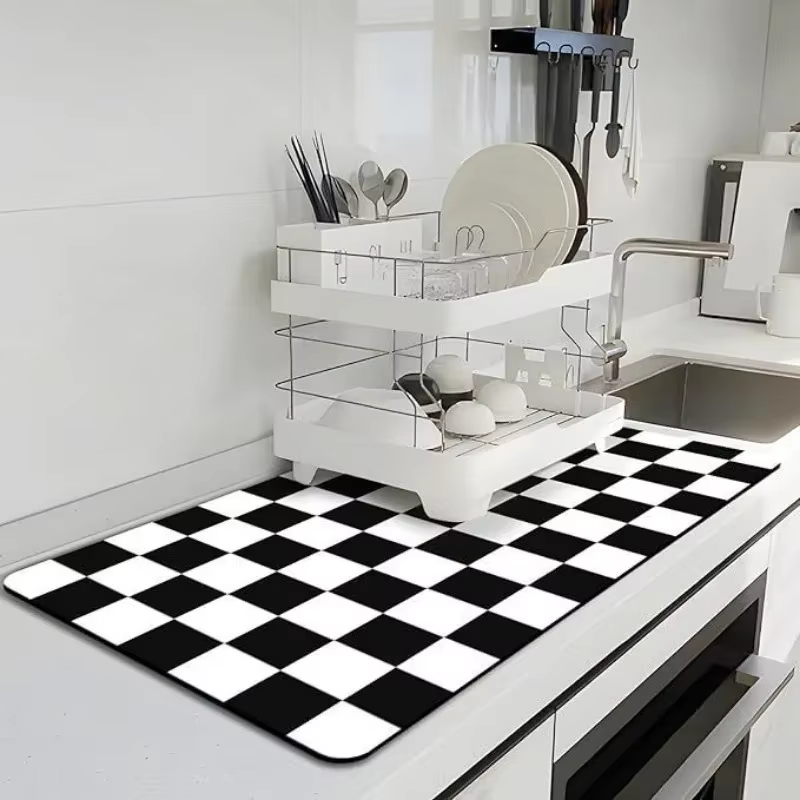 Tapis de cuisine imprimé à carreaux
