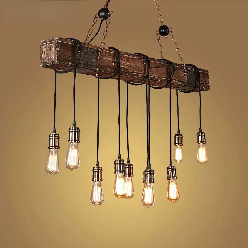 Vintage bois LED lampes suspendues du milieu du siècle