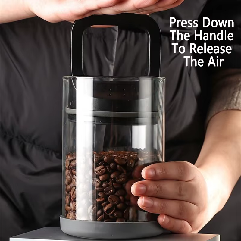 Bocaux hermétiques sous vide pour grains de café, conteneurs en verre transparent pour aliments de cuisine, boîtes anti-humidité pour thé, bocaux de conservation domestiques