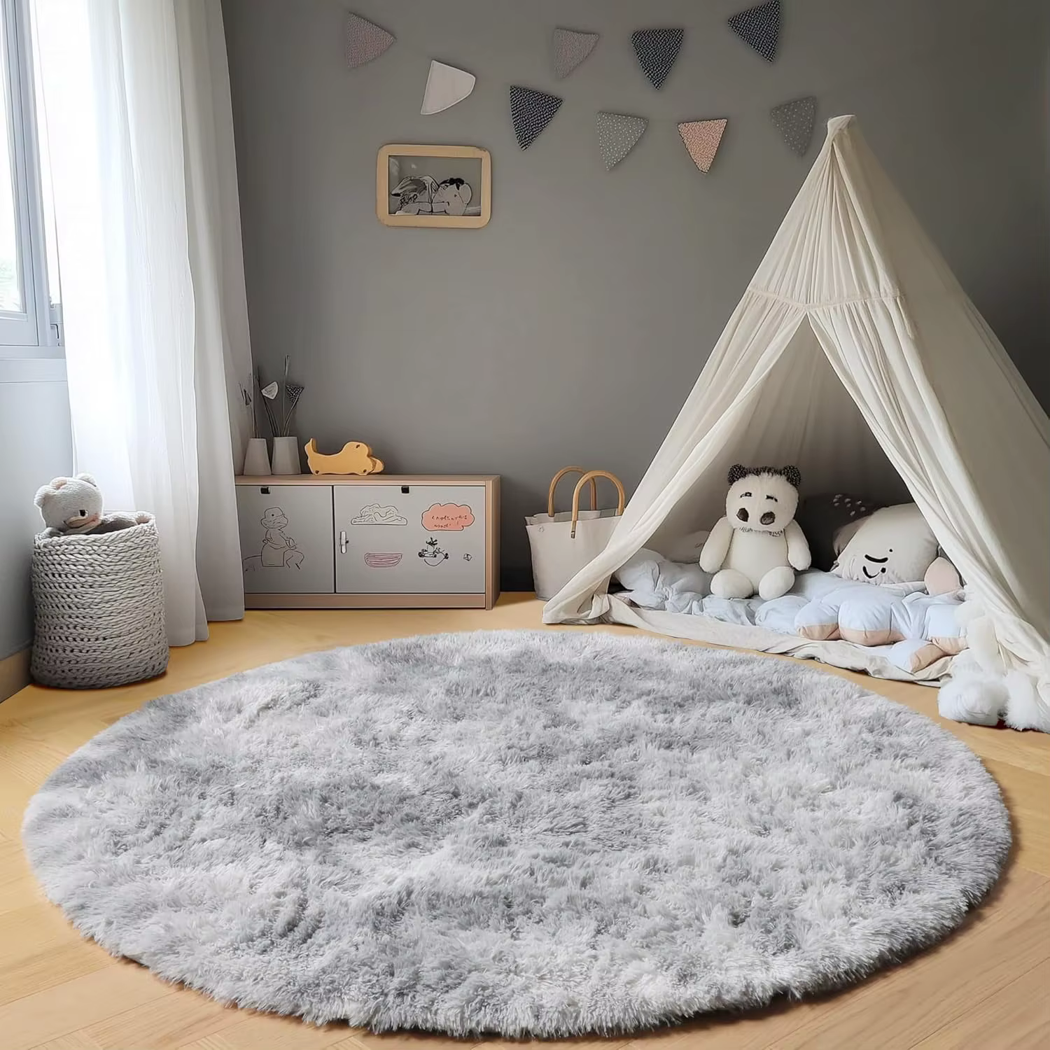 Tapis rond doux et soyeux pour salon