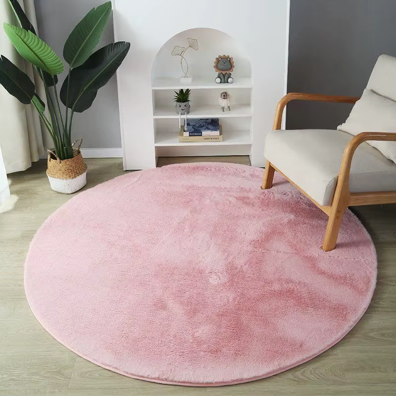 Tapis rond en fausse fourrure de lapin pour chambre à coucher