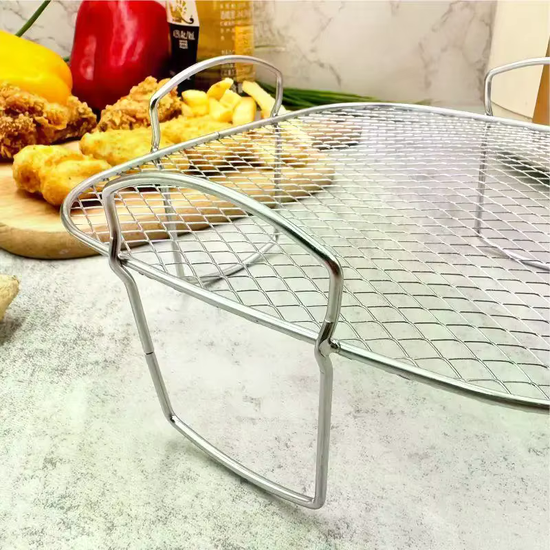 Grille de friteuse à Air adaptée aux friteuses à Air, gril de four en acier inoxydable, gril empilable, ustensiles de cuisine, cuisson de plusieurs aliments