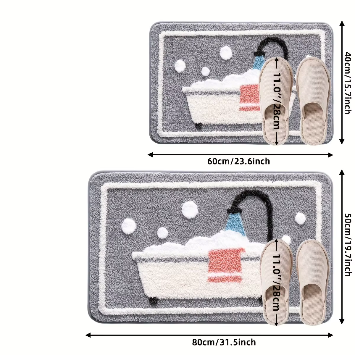 Tapis de bain tricoté antidérapant avec support en TPR