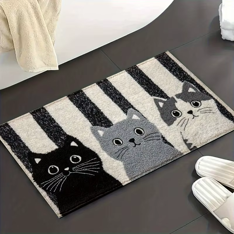 Tapis rayé avec chat de dessin animé