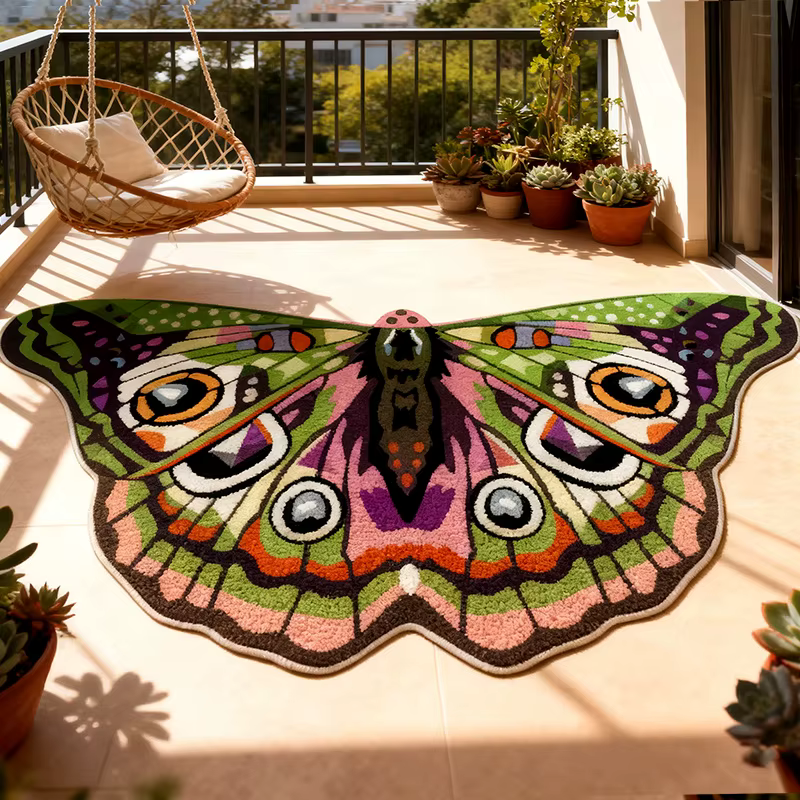Tapis papillon de décoration de chambre à coucher de forme irrégulière