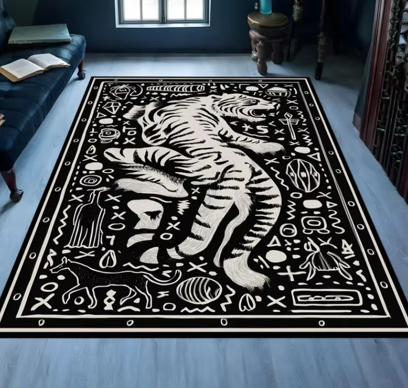 Tapis Tigre Rouge Style Oriental