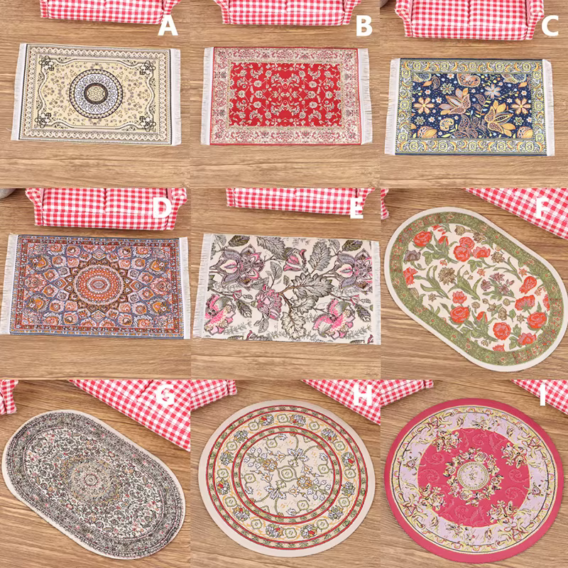 Tapis de couverture de sol de style turc, jouet de courses, maison l'inventaire, rond, carré, polymères de sol, modèle de bricolage, décor de chambre et de salon, 1PC