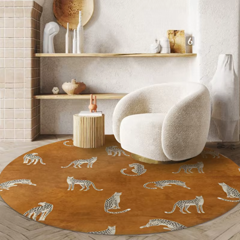 Tapis rond de luxe léger pour décoration de chambre à coucher