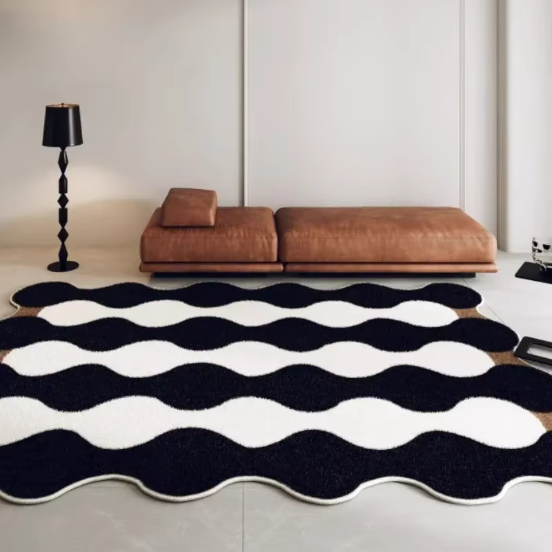 Tapis d'art minimaliste irrégulier de grande surface