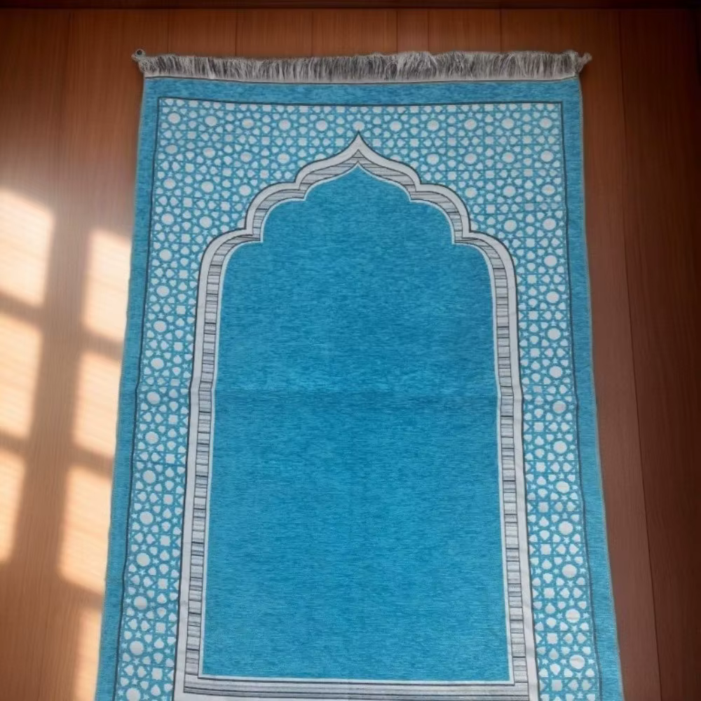 Nouveau tapis de prière pliable lavable antidérapant islamique rectangulaire avec pompon, tapis de salon