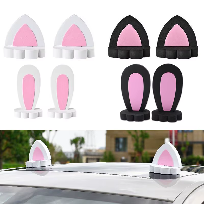 Décorations de toit de voiture, ornements extérieurs, modification de voiture, personnalisation, décorations mignonnes de dessin animé, oreilles de lapin, oreilles de chat pour l'extérieur de la voitu