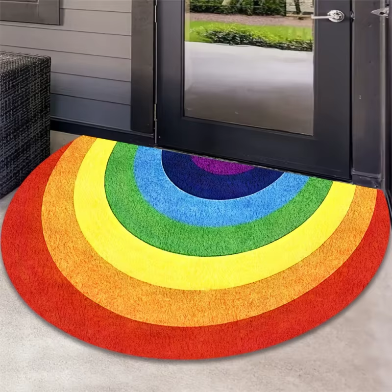 Tapis de porte demi-cercle arc-en-ciel VIKAMA : anti-bruit