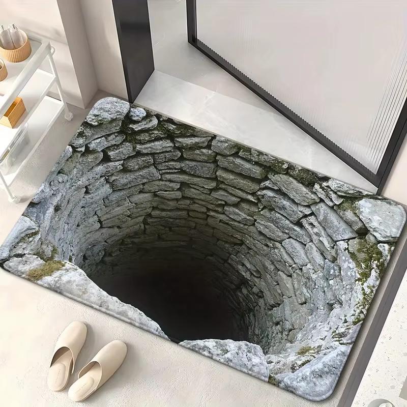 Tapis de porte antidérapant, Illusion d'optique 3D, Abyss sans fin, lavable en Machine, pour salle de bain, chambre à coucher, Camping, Yoga, tapis de sol Durable