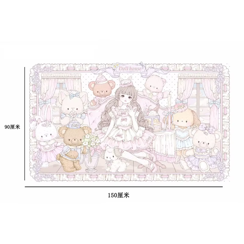 Grand tapis rectangulaire de dessin animé pour filles