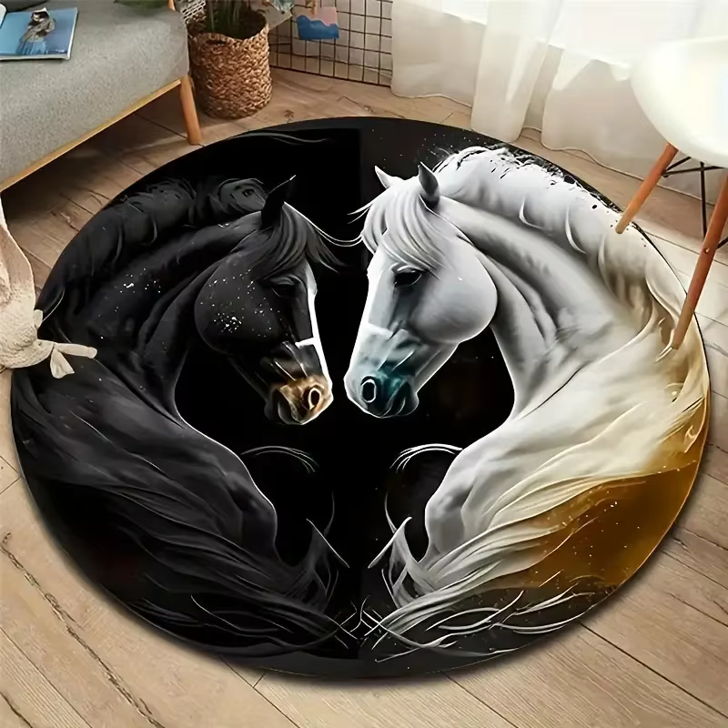 Tapis ronds imprimés cheval