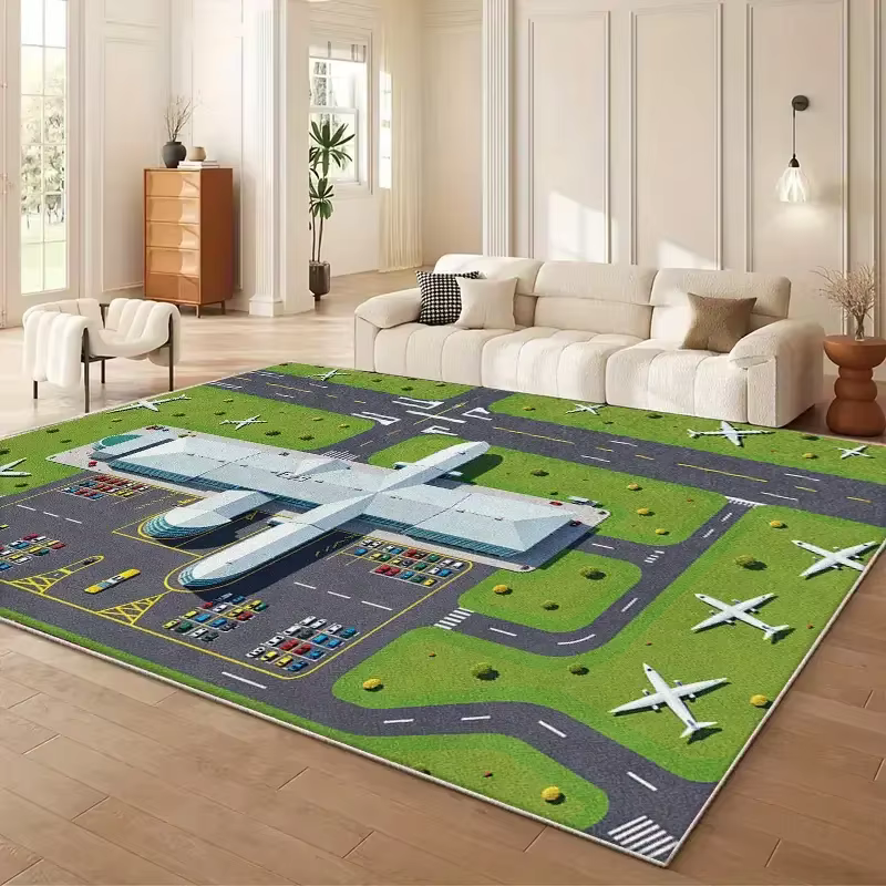 Tapis de salon à motifs abstraits de pistes d'aéroport