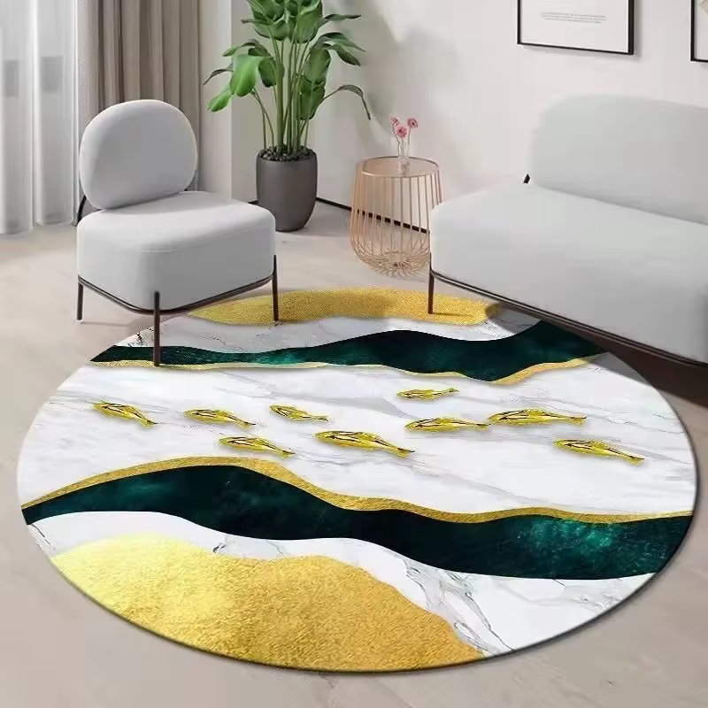 Tapis rond minimaliste au design abstrait moderne