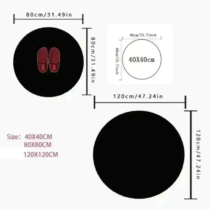 Tapis rond à pois roses avec motif de chat de dessin animé