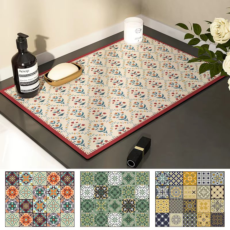 Tapis cuisine Égouttoir Absorbant pour le vaccage de la Vaisselle