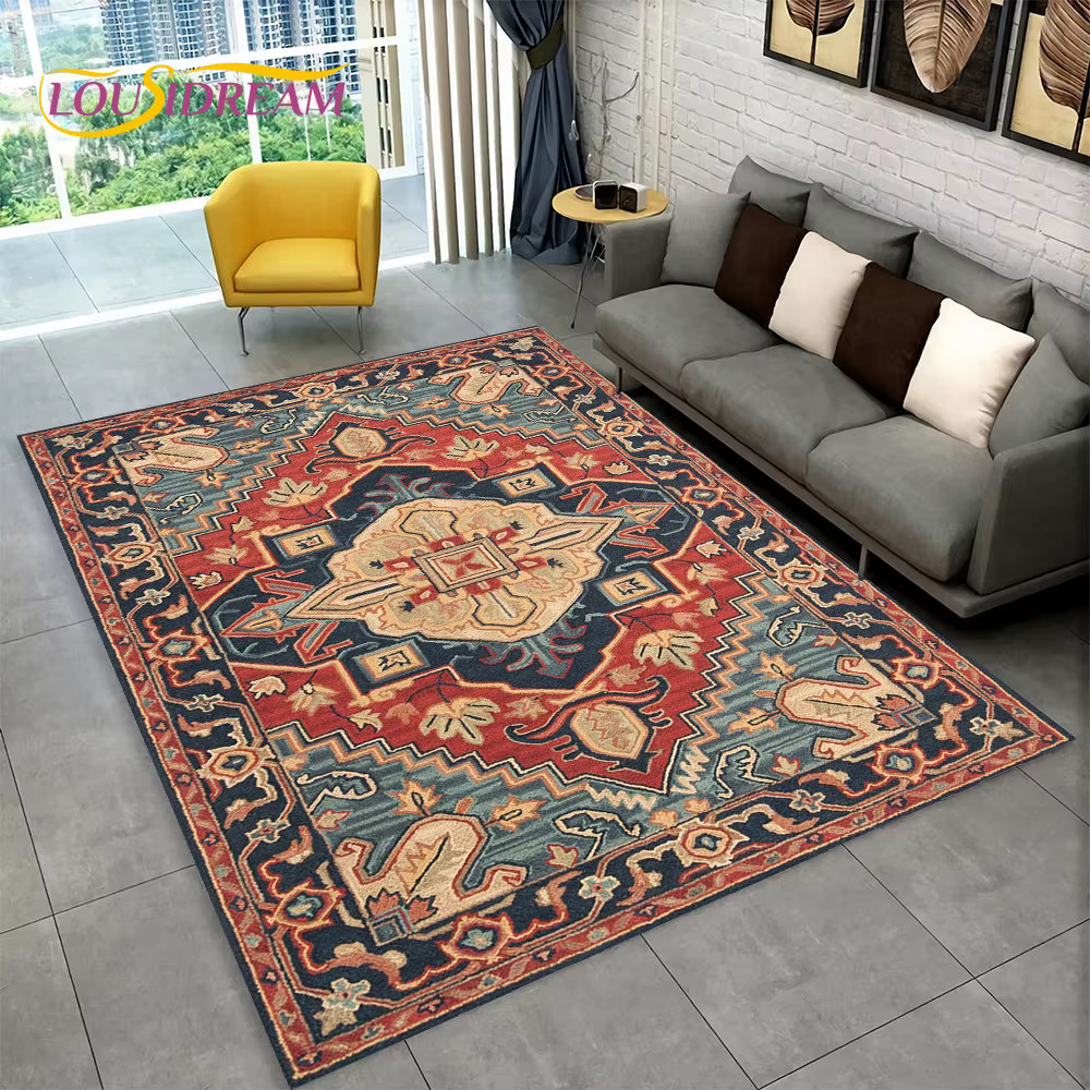 Grand tapis bohème persan de dinde