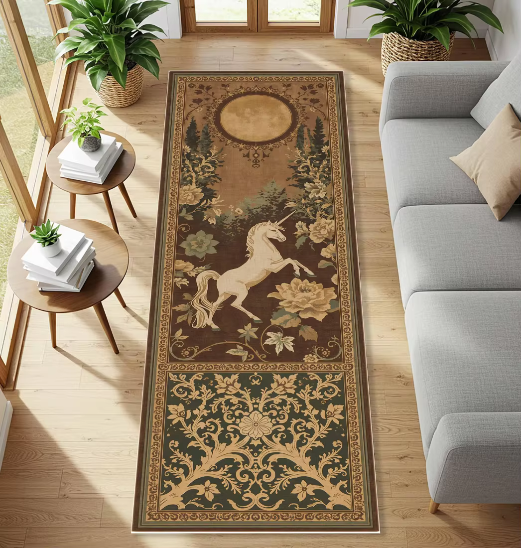 Tapis Long licorne forêt enchantée