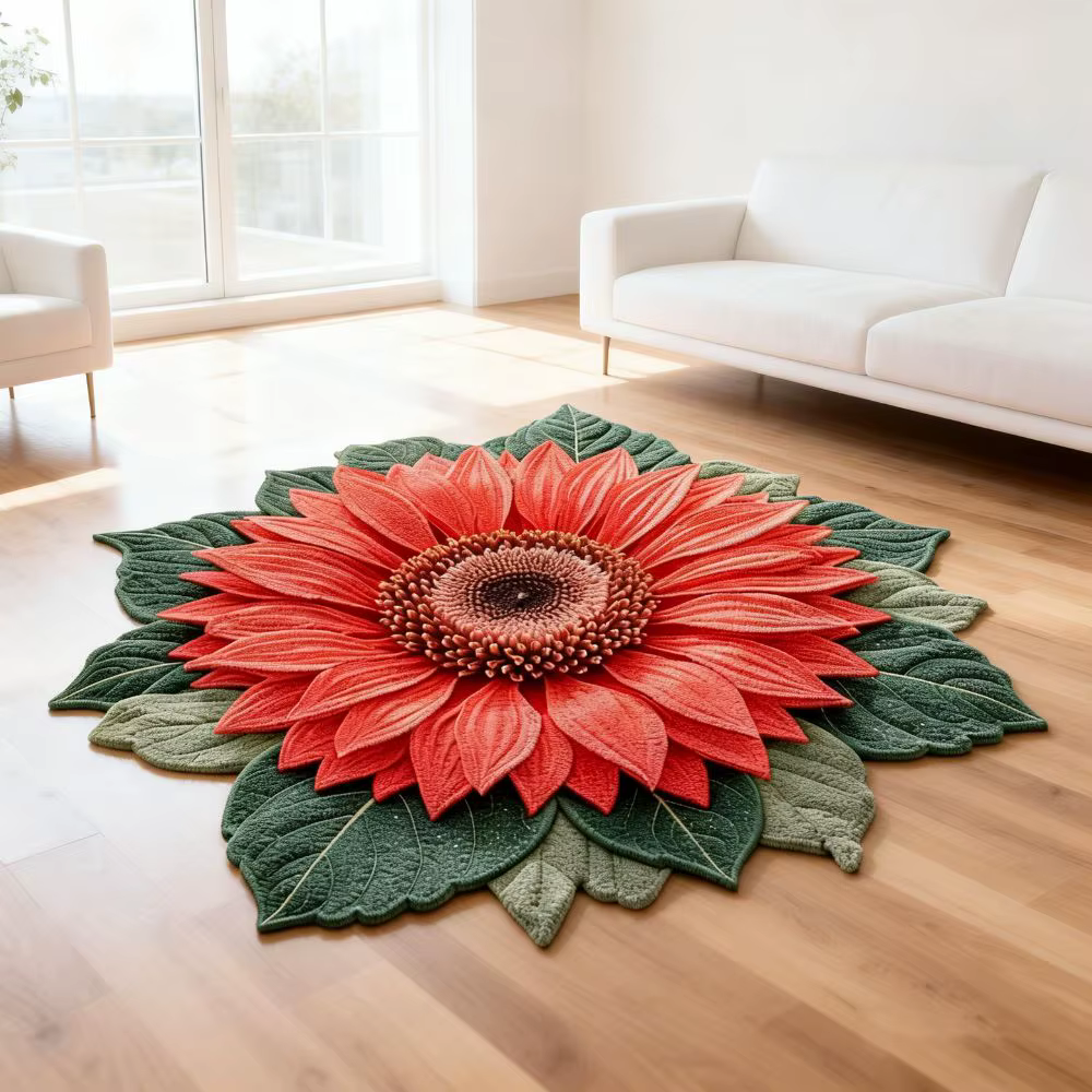 Tapis portable en forme de tournesol