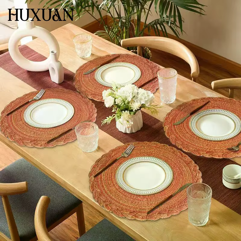 Sous-verres ronds tressés bohèmes de 38 cm