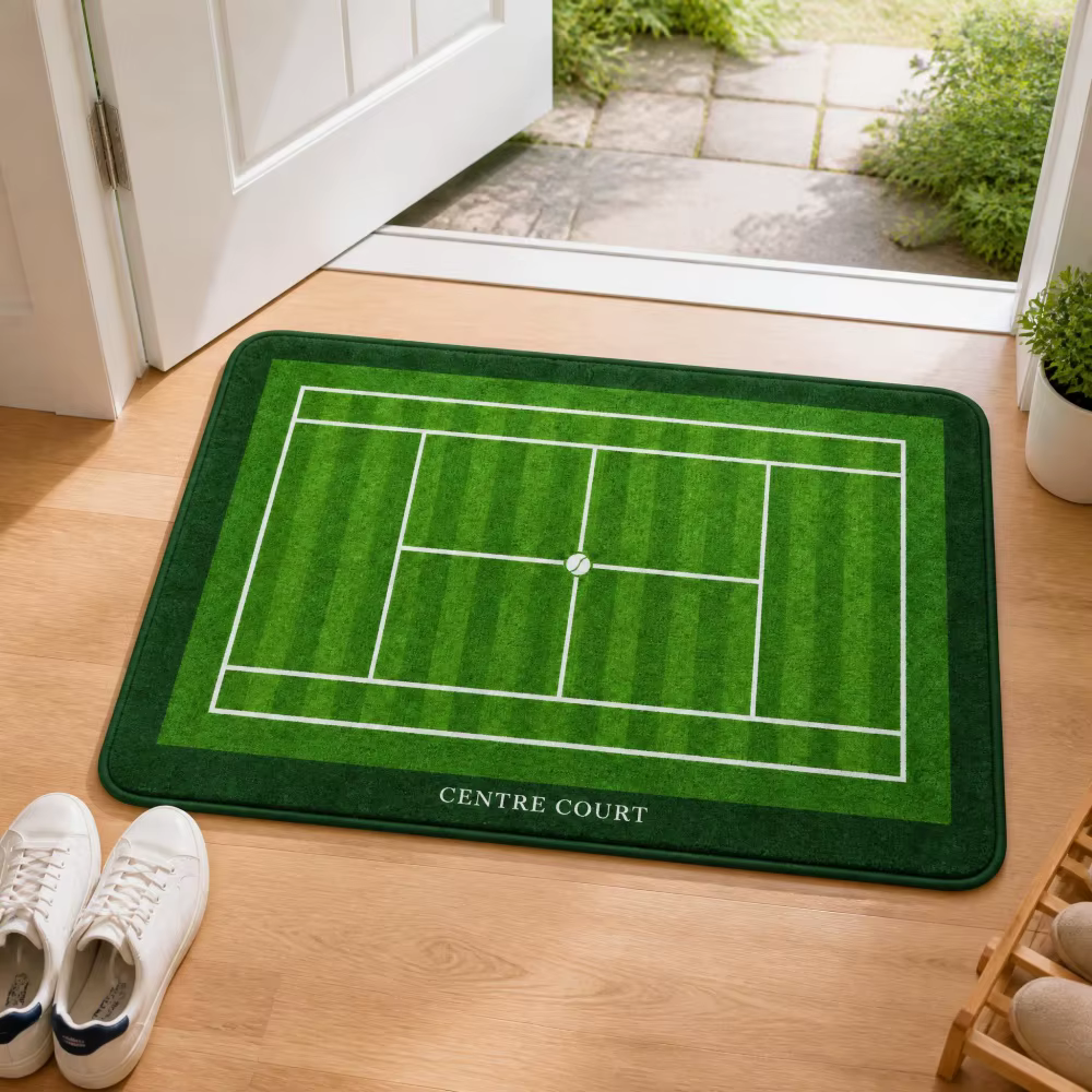 Tapis en velours cristal vert pour terrain de tennis