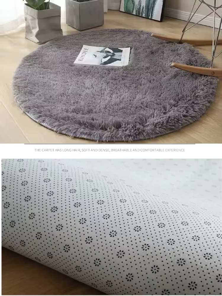 Tapis rond en peluche pour salon